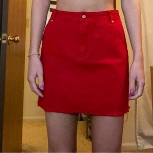 Honey Belle Bold Red Mini Skirt